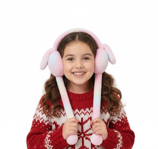 Chu-Chu Winter Bunny Ear Earmuffs Moving Ear Kids Ear Warmers Soft Plush Faux Fur Ear Muffs with Chu-Chu Sound | Warm, Cute & Comfortable for Girls, Boys & Women